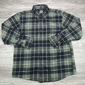 Ridgecut Flannel Shirt Mens Large Green Black Plaid Button Down Long Sleeve